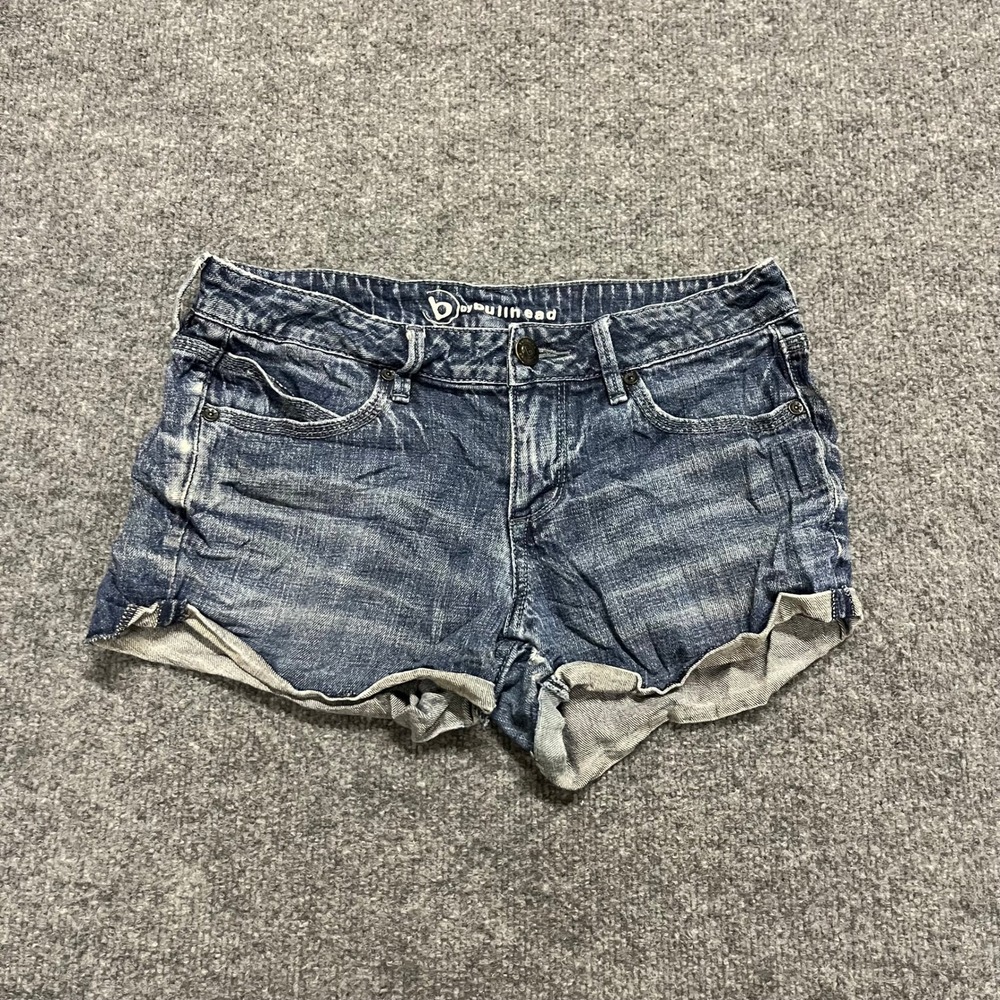 Bullhead Denim Shorts Womens Size 5 Blue Cuffed Low Rise Stretch Casual Summer